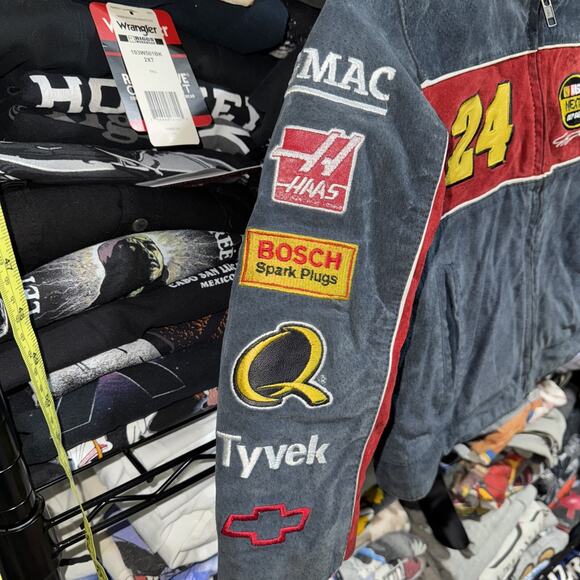 Vintage 90s Chase Authentics Suade Leather Jeff Gordon Jacket Size kids Small - Picture 2 of 5